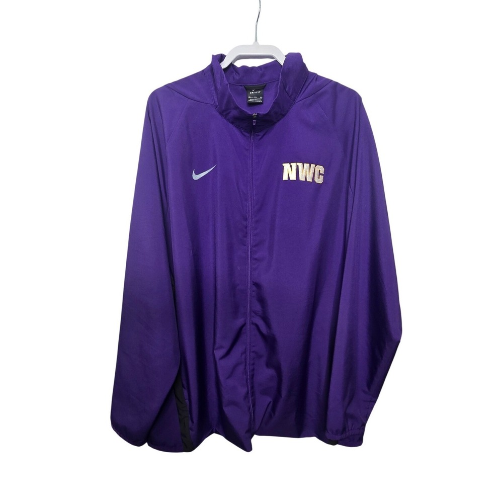 Nike Dri-Fit Full Zip Jacket Mens 3XL Purple NWC Logo‎ Lightweight Sportswear